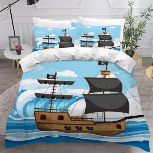 Pirate Ship Duvet Cover Set Bed Decoration First Choice Gift Suitable For Children Boys Girls And Adults Soft Warm Breathable