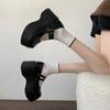 High-heeled Platform Small Leather Shoes Women's Autumn French Mary Jane Retro Heightening Japanese Muffin Single Shoes