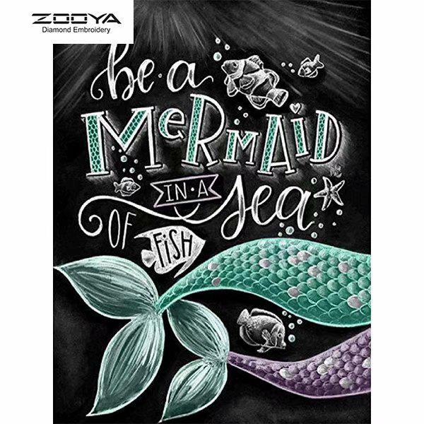 

ZOOYA DIY 5D Полный круглый горный хрусталь Русалка Алмазная вышивка Картина Вышивка крестом Домашний декор