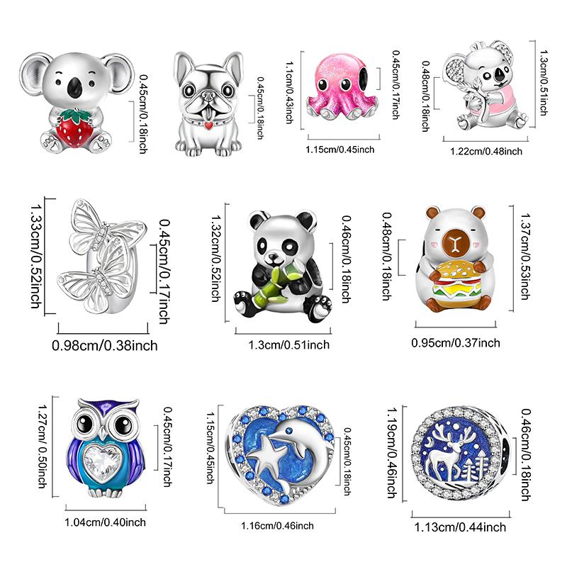 Copper Owl Panda Elephant Dog Butterfly Cute Charms Beads Fit Original Pan Bracelet Bangle High Quality Diy Jewelry