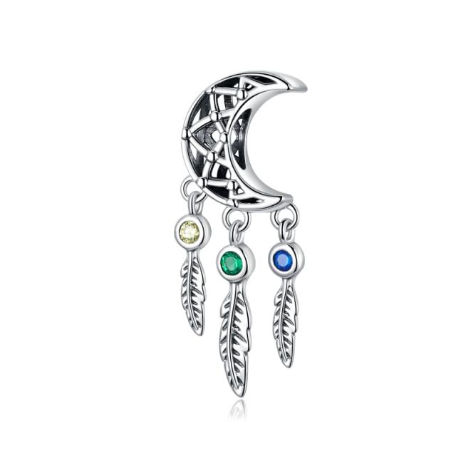 Genuine Sterling Color Lucky Charm Zircon Stone Bee Family Bead Pendant Original Bracelets Pendant Necklace Diy Fine JewelryFashion Charm