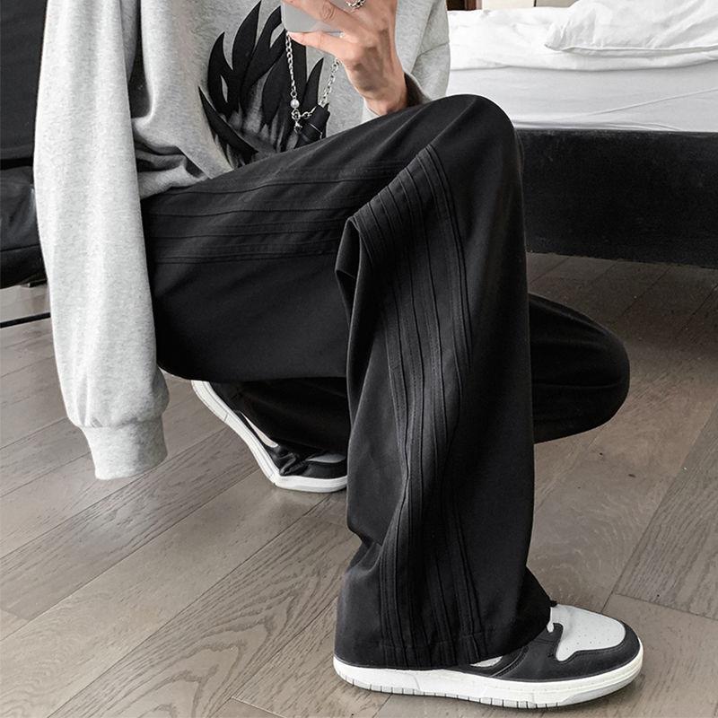 Damenhose Weite Hose Mode Freizeithose Lockere Hohe Taille Gerade Schwarze Jogginghose