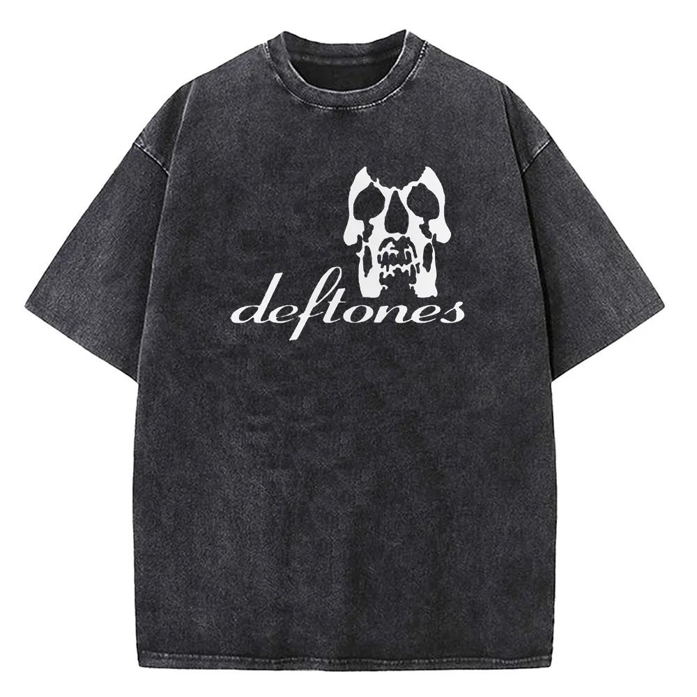 

Хип-Хоп Deftones Мужская Женская Летняя Стиранная Футболка Винтажный Принт Хлопковая Футболка Модная Футболка Стритвир Унисекс Топ L