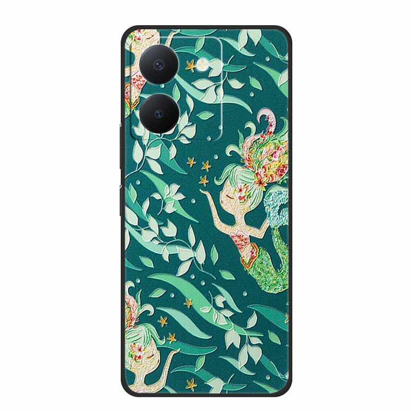 3D Emboss Case For Vivo Y27s Phone Case Relief Black Silicone Soft Back Cover Coque Funda For Vivo Y27s Case Y 27 s Capas 6.64"