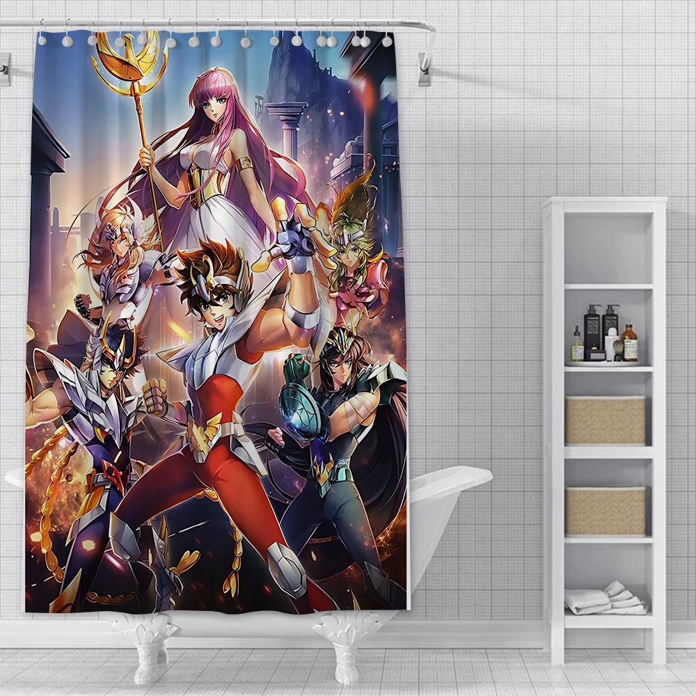 Shower Curtain Waterproof Polyester Fabric Paint Colorful Bath Curtains Saint Seiya Hyoga Shiryus Home Bathroom Decor With Hook