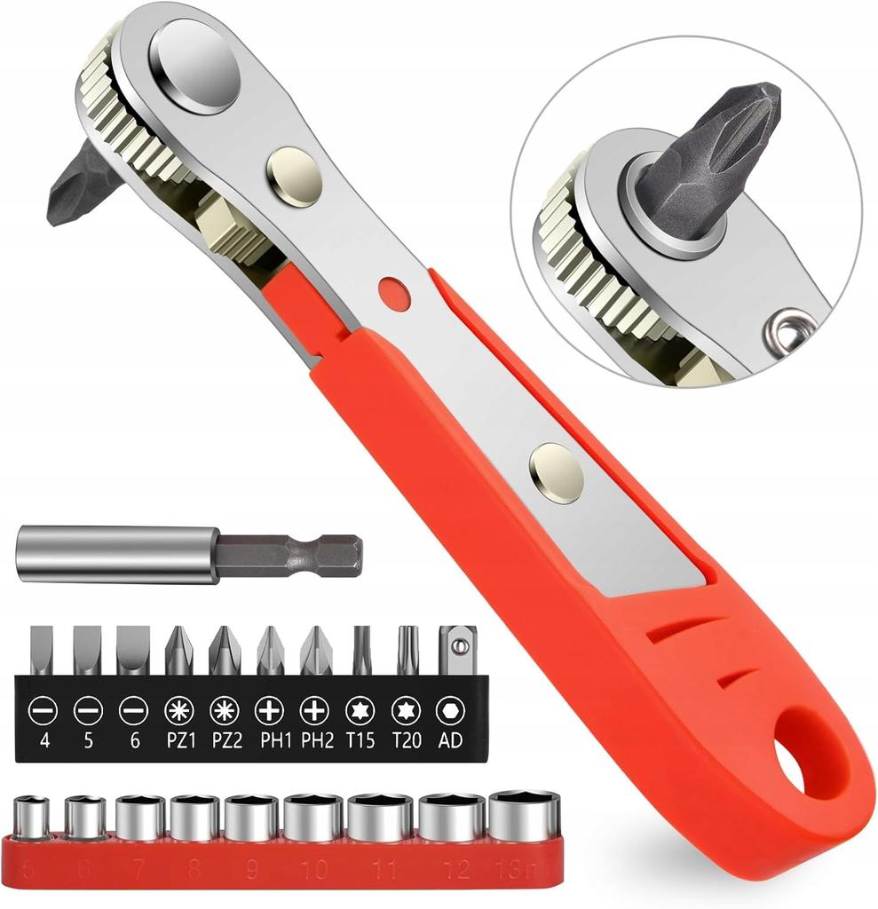 Tool set: socket wrenches 4-13mm, bits, ratchet, 20 pcs.