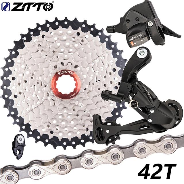 ZTTO MTB 9 Speed Set 1X9 Shifter Rear Derailleur 9V 50T Cassette K7 Sprocket Parts For m370 m430 m590 DEORE Single Crank System
