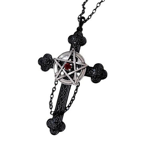 Gothic Dark Star Cross Pendant Necklace Retro Unisex Punk Rock