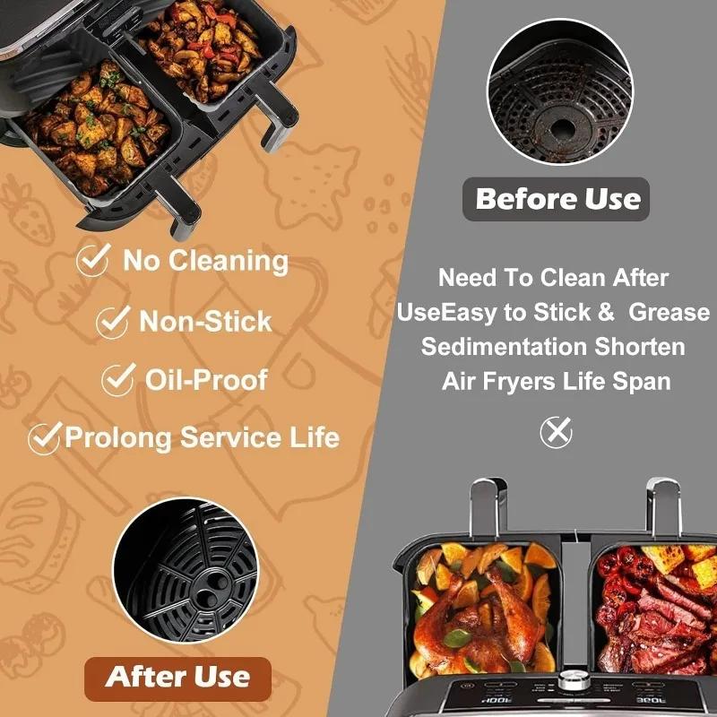 Black Silicone Air Fryers Oven Baking Tray Rectangular Replacement Kitchen Grill Pan Airfryer Kitchen Fried Chicken Basket Mat