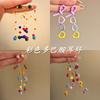 Color summer gorgeous fireworks earrings girl heart dopamine personality contrasting color fun stud earrings long beaded earrings