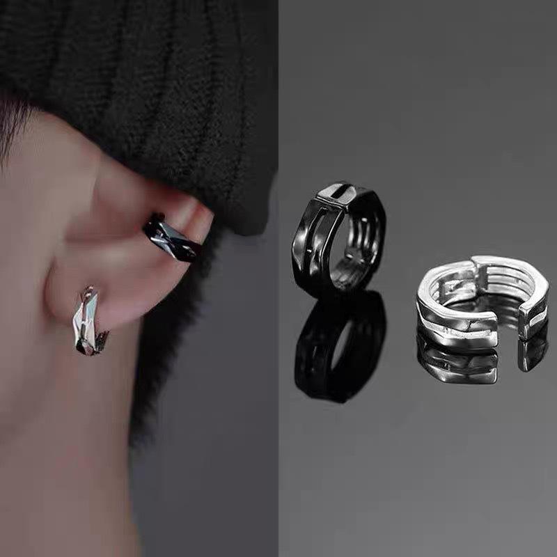 Men s No-Piercing Ear Cuff: Lightweight, Luxurious, Versatile & Handsome ERS023 - Silver, Single Clip