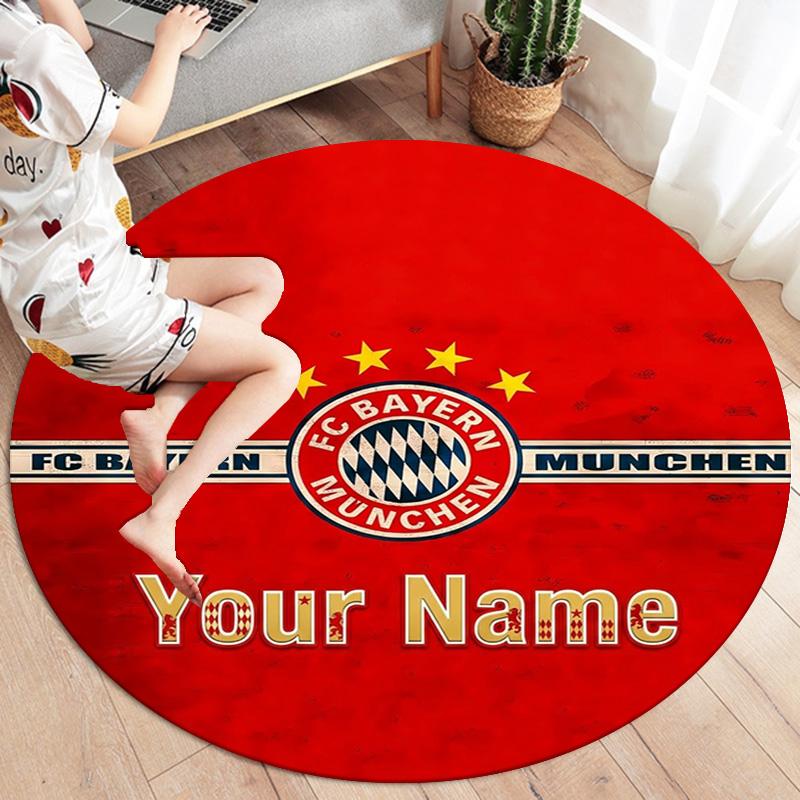 Bayern Munich Fan Gear Custom Name Round Area Rug Carpet Rug For Living Room Bedroom Sofa Playroom Decor Nonslip Floor Mat