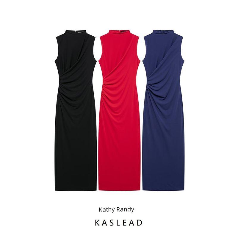 Kaslead New Arrival Women's Clothing Fashion Style Fashion Ruched Decoration Midi Skirt Dress 9224262