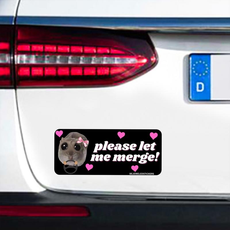 Sad Hamster Driving Sticker 3pcs Bumper Sticker Decal Cute Driver Sticker Funny Car Sticker Funny Hamster Big Eyes Decal For