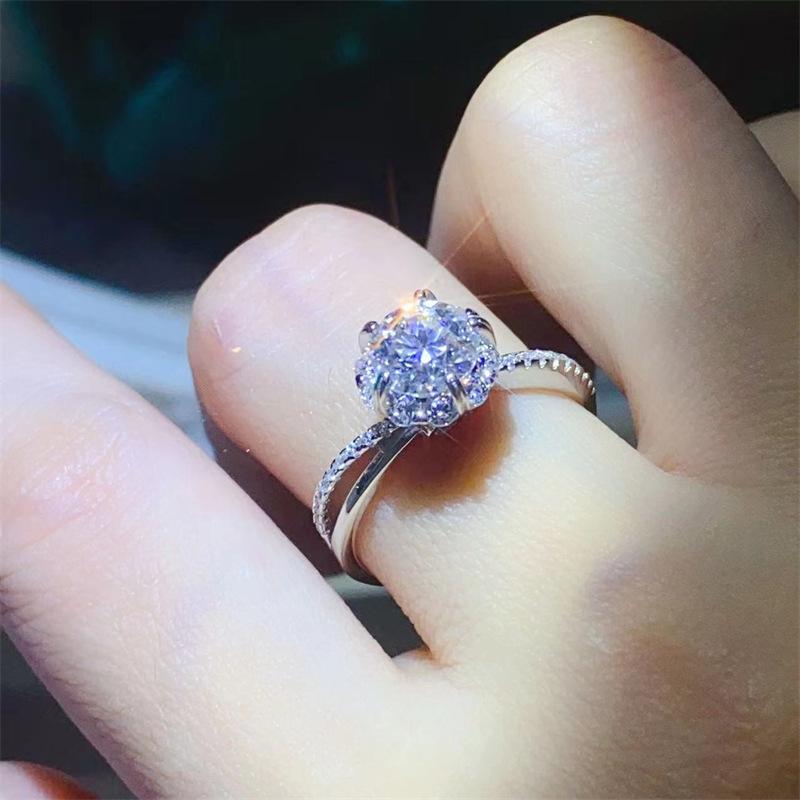 Women s 1 Carat Moissanite Diamond Ring - Luxurious Engagement Ring Shining Like Stars Size 16