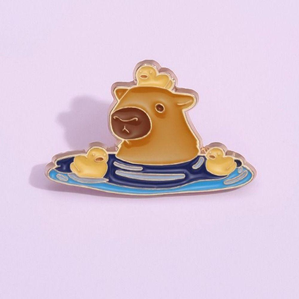 Animal Capybara Brooch Emoticon Pack Capybara Zinc Zinc Alloy Badge Cartoon Pin Brooch  Schoolbag Decoration