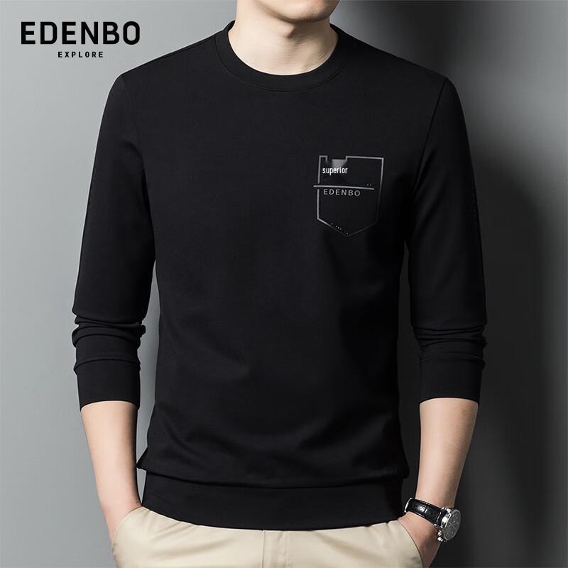 Edenbo Men s Simple Round Neck Long Sleeve T-Shirt 170/88A