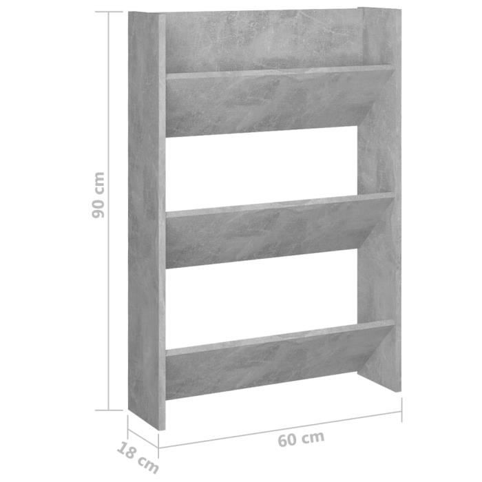 VidaXL Armoires à chaussures murales 2 pcs Gris béton 60x18x90 cm