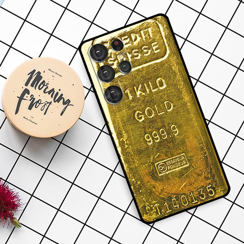 Switzerland Fine Gold Case For Samsung Galaxy S21 S22 S23 S24 S25 Ultra S9 S10 S25 Plus S25 FE S20 FE Phone Cover