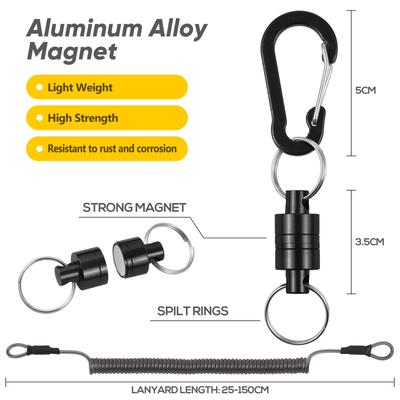 Tool Lanyard Bungee Cords with Carabiner Clips Strong Magnetic Net Release for Fly Fishing with Quic