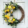 Artificial Lemon Peony Wreath Wall Hanging Decor Door Home Festival Party Decoration