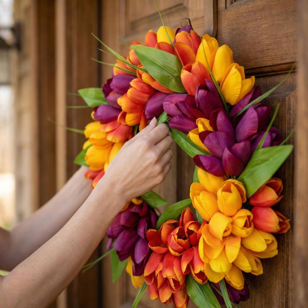 Simulerad rottingkorg Dörrdekoration, Korgdörr Hängande Dekorativ Krans