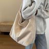 New simple large-capacity messenger bag literary solid color corduroy student commuting shoulder tote bag