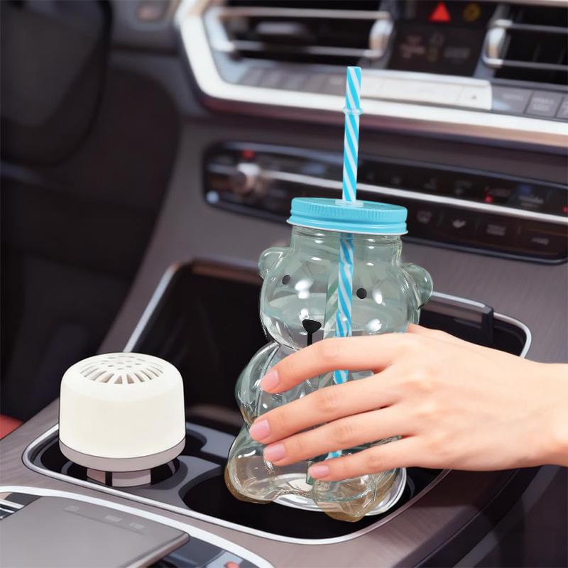 Glass Bear Cup, Honeybear Straw Cup, Glass Cups With Lids And Straws, Cute Mugs Bear Sippy Cups Coffee Beer Wine Cocktail Drinks