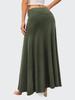 European & American Commuter A-Line Midi Skirt - Solid Color, Knit, Polyester-Cotton, Micro-Elastic, Spring/Autumn Wear