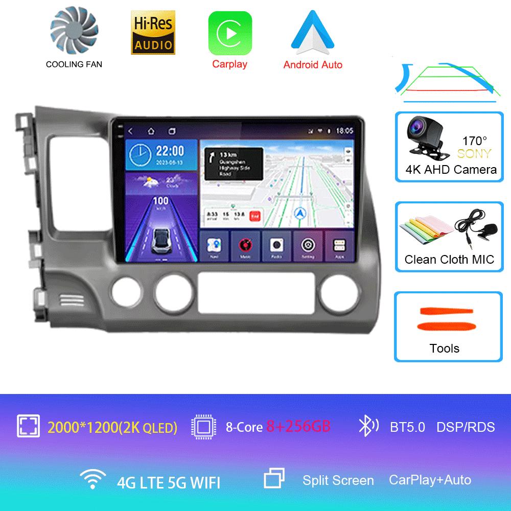 For Honda Civic 2005 - 2012 2Din 4G Android 14 Car Stereo Radio Multimedia Video Player Navigation GPS Head Unit Carplay Monitor