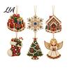 Elegant Holiday Party Supplies 6 Pcs Diamond Art Christmas Ornaments, 2D Flat Pearl Painting Timeless Seasonal Decorations Pattern Hanging Decoration