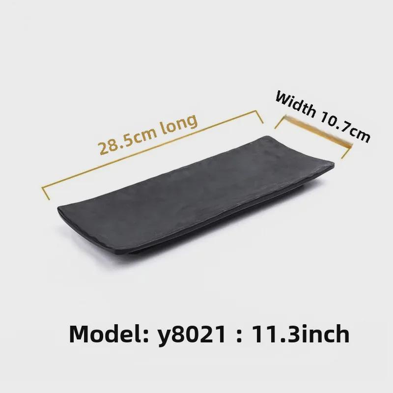 Melamine Black Tableware: Imitation Porcelain Plate for Cold Dishes, BBQ, Hot Pot, and Commercial Use.