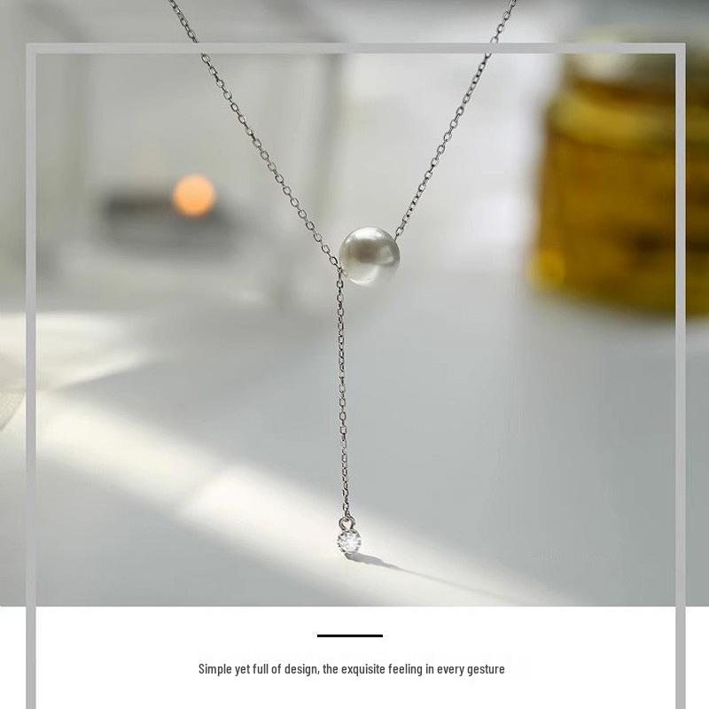 Sterling Silver 925 Sika Pearl Tassel Necklace - Elegant Women's High-End Clavicle Chain