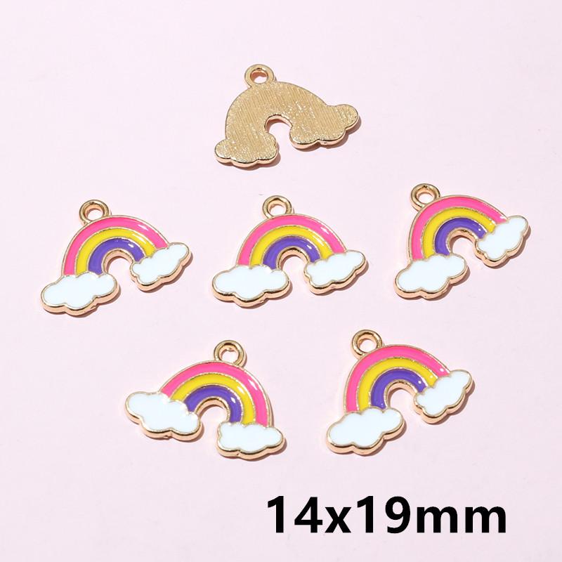 10pcs Cute Enamel Rainbow Charms Pendant Alloy Metal DIY Jewelry Making Accessories Findings for Necklace Earrings Bracelets