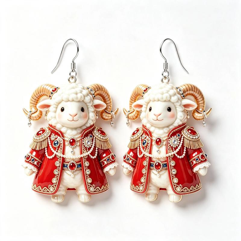 Cartoon Sheep Earrings 1 Pair 2D Flat Acrylic Animal Jewelry Hypoallergenic for Animal Lovers Party Wear Perfect Gift