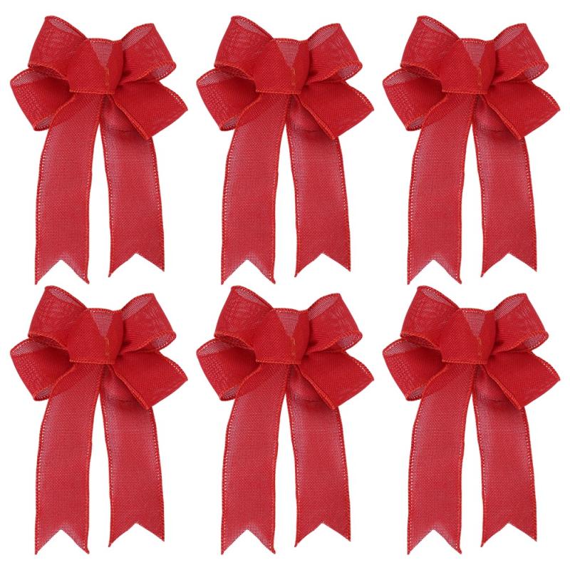6 Pieces Christmas Bows Holiday Christmas Wreaths Bows Xmas Tree Decoration Bowties DIY Gift Wrapping for Home Party Decor