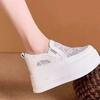 Flores de Renda Tênis Plataforma Feminino Sapatos de Salto Alto Aumento de Altura Malha Respirável Sapatos Casuais Lona