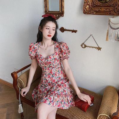 Retro Niche Sweet and Salty First Love Skirt New Floral Dress