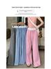 Petite Pink Plaid High Waist Wide Leg Summer Trousers for Women