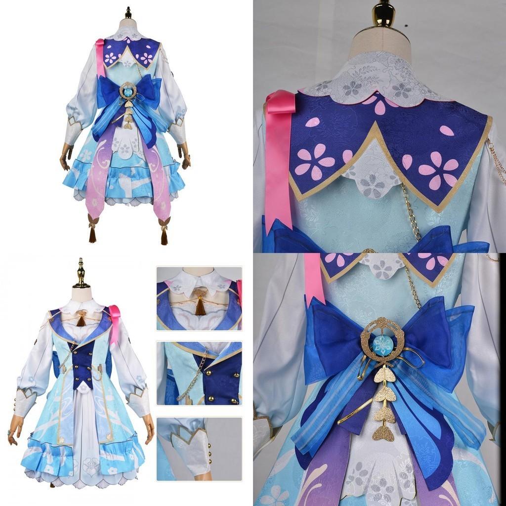 Halloween Carnival Party Costume Genshin Impact Kamisato Ayaka Cosplay Wig Dress