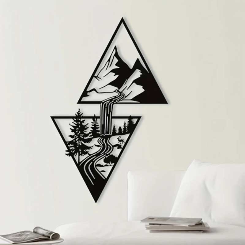 

Горный водопад Металл настенное искусство Декор Гостиная Спальня Офис Изделия из железа чёрный