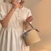 2025 Bow Plaid Straw Bucket Bag: Versatile Crossbody & Shoulder Handbag for Women