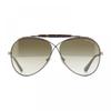 Tom Ford Sunglasses Aviator Full Rim  Shiny Gunmetal Frame And Brown Lens Ft0818