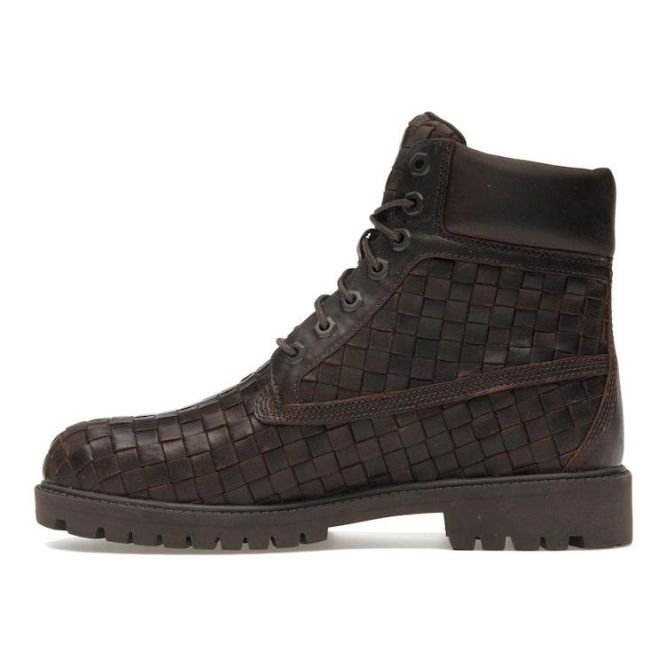 Timberland Bottine Premium 6 Pouces Cuir Tissé - Marron Foncé Baskets Unisexe TB0A6FD6-W01