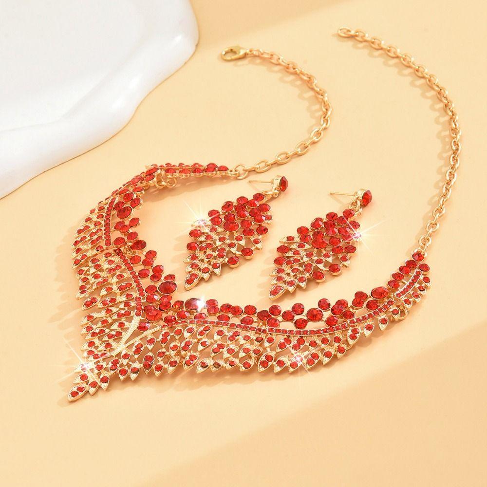 Inlay Rhinestone Jewelry Set Fashion Clavicle Chain Necklace Earring Set  Jewelry Accessories