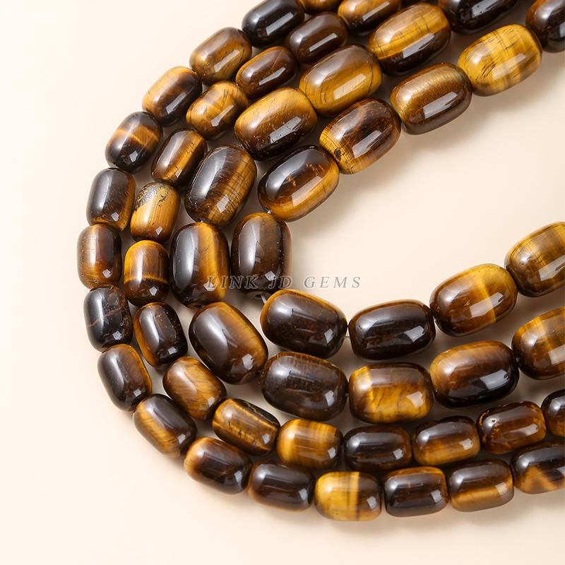 Jinde Jewelry Natural Yellow Tiger Eye Barrel Beads Bracelet DIY Accessory