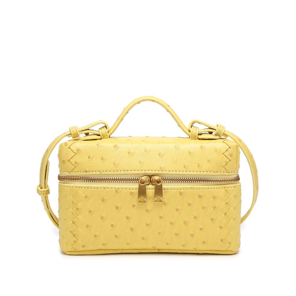 Ladies' Shoulder Bag, Woven Bag, Ostrich Patterned Lunch Box Bag, Versatile Shoulder Bag, Crossbody Box Bag, Hand-held Small Square Bag
