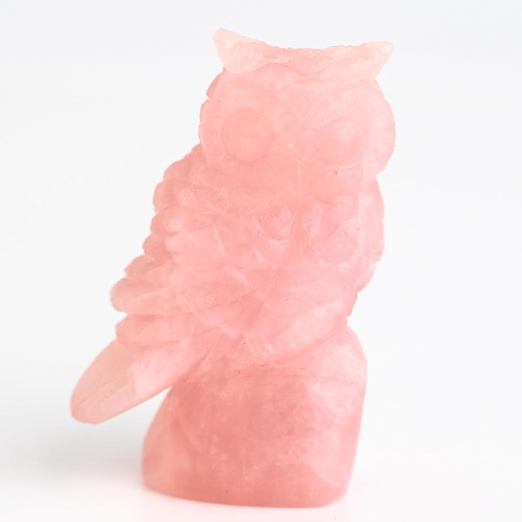 Natural Rose Quartz Owl Power Item Shipped As Owl Good Interior Sculpture, 57mm, One-of-a-Kind, Ornament, Stone, Is, Object, Fortune, Decor,
