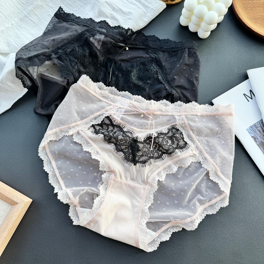 Леди Весна и Лето Сладкие Сексуальные Кружевные Прекрасные Сетчатые Трусики с Подкладкой Контрастного Цвета XL розовый