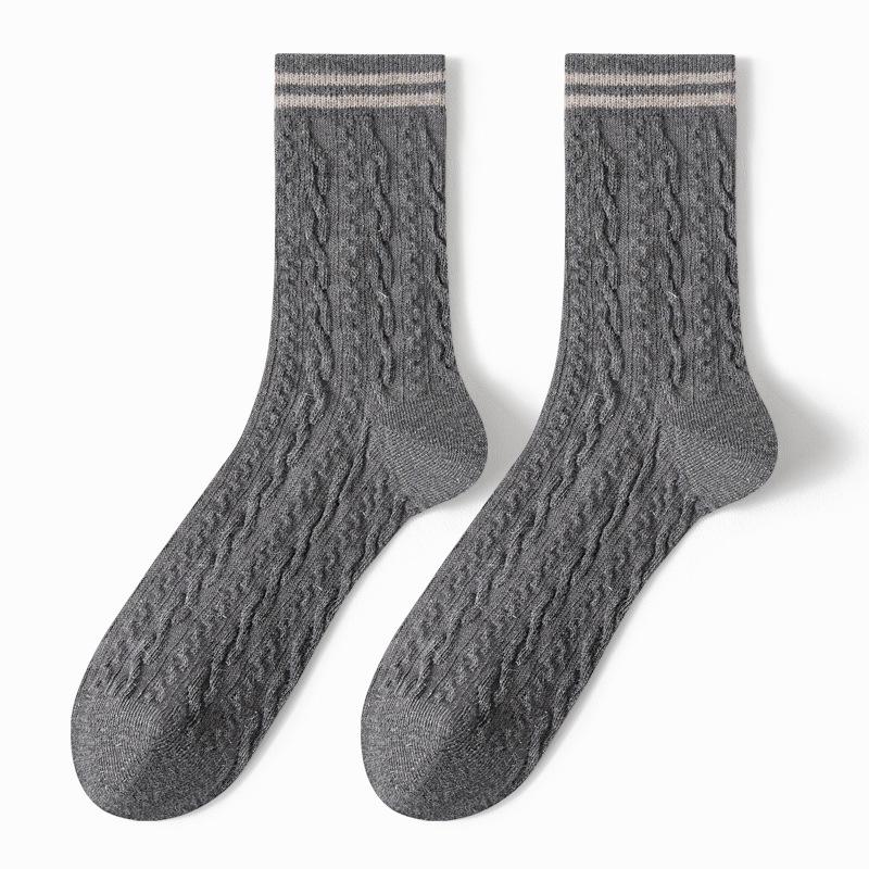 

Female Autumn and Winter Trend Twist Anti Bacterial Deodorant Tube Socks 1 pair серый